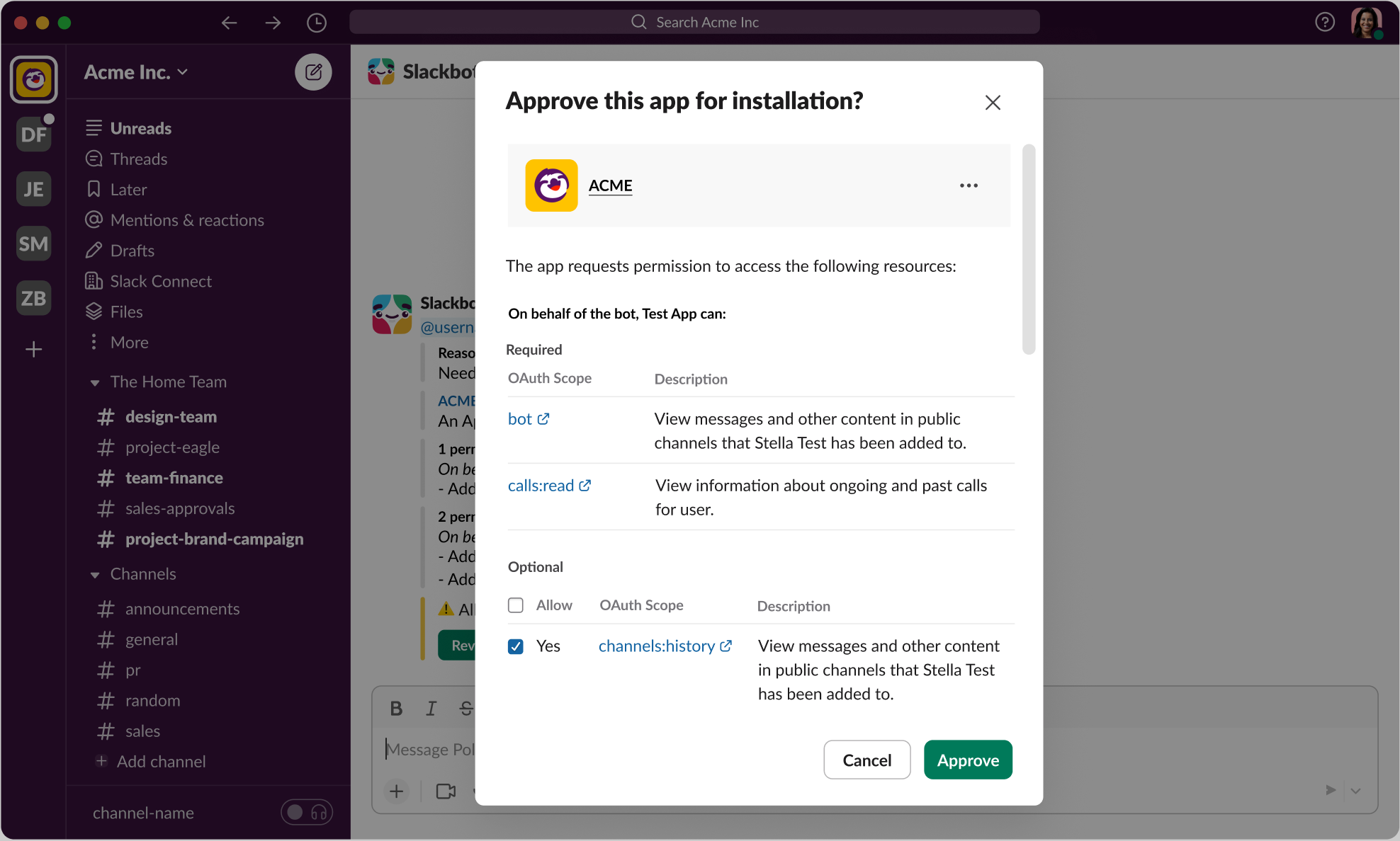 DM app approval request
