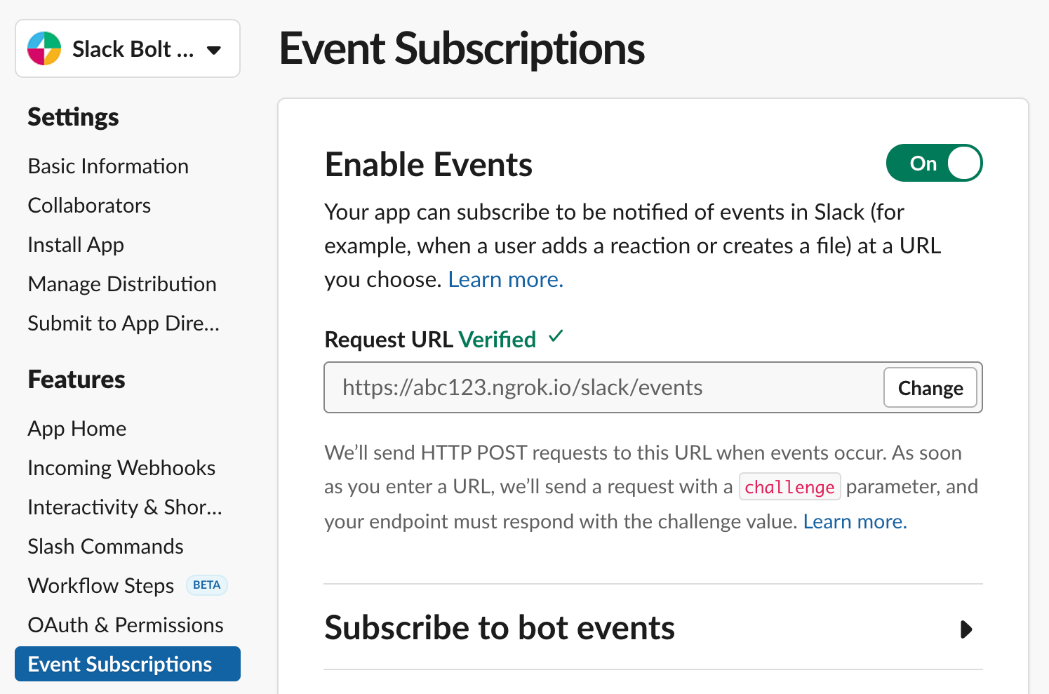 Event Subscriptions page Event Subscriptions page