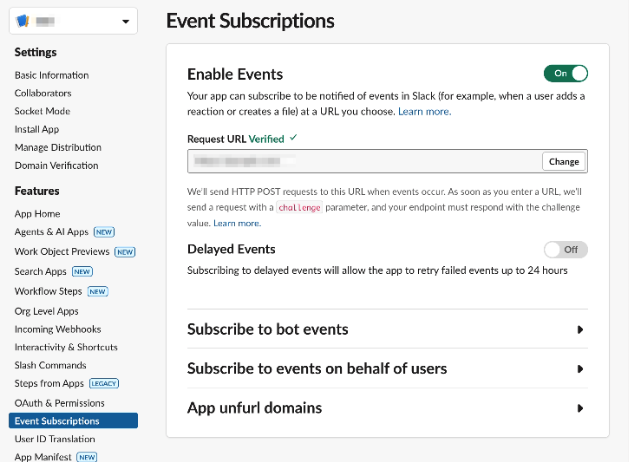 Events retry setting